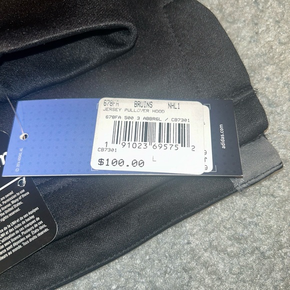 Men's Adidas Black Boston Bruins Large NHL Jersey Pullover Hoodie Hood NWT 🔥 - Picture 5 of 7